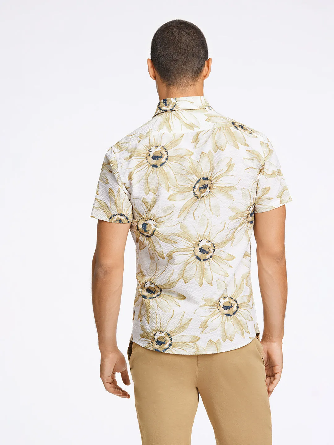 Lindbergh Men Sand Collar Printed Shirt