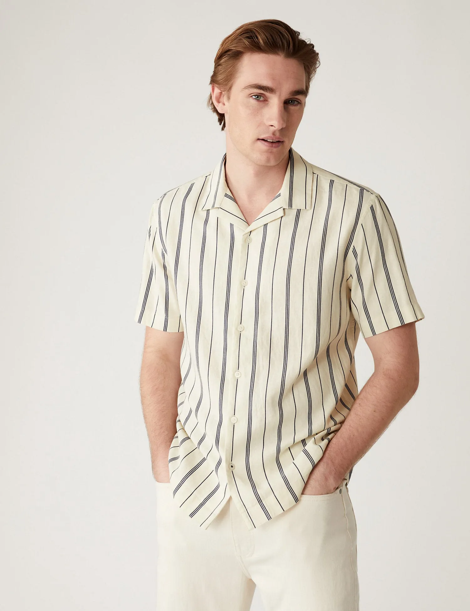 Linen Blend Striped Shirt