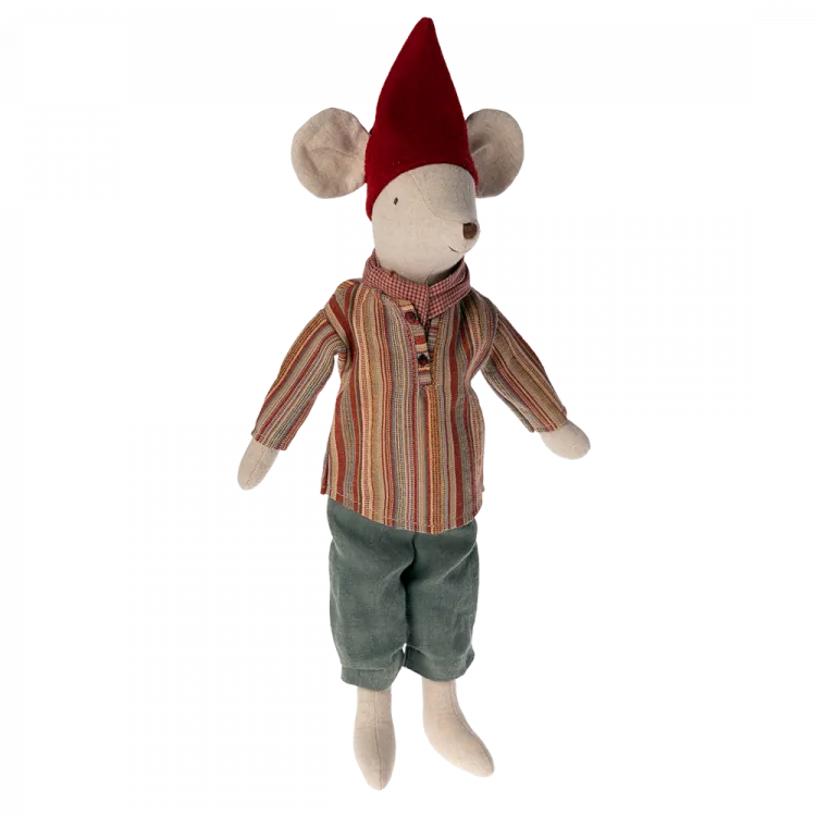 Maileg Medium Boy Mouse with Red Stripey Top new