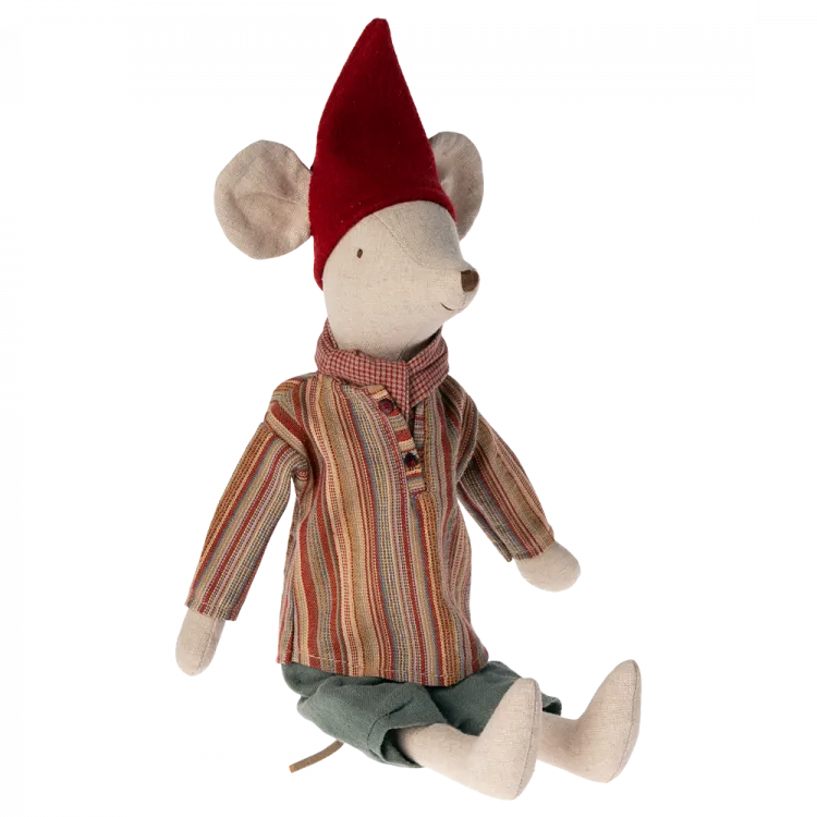 Maileg Medium Boy Mouse with Red Stripey Top new