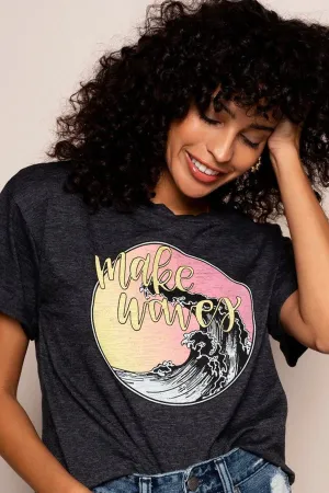 Make Waves Tee in Gray