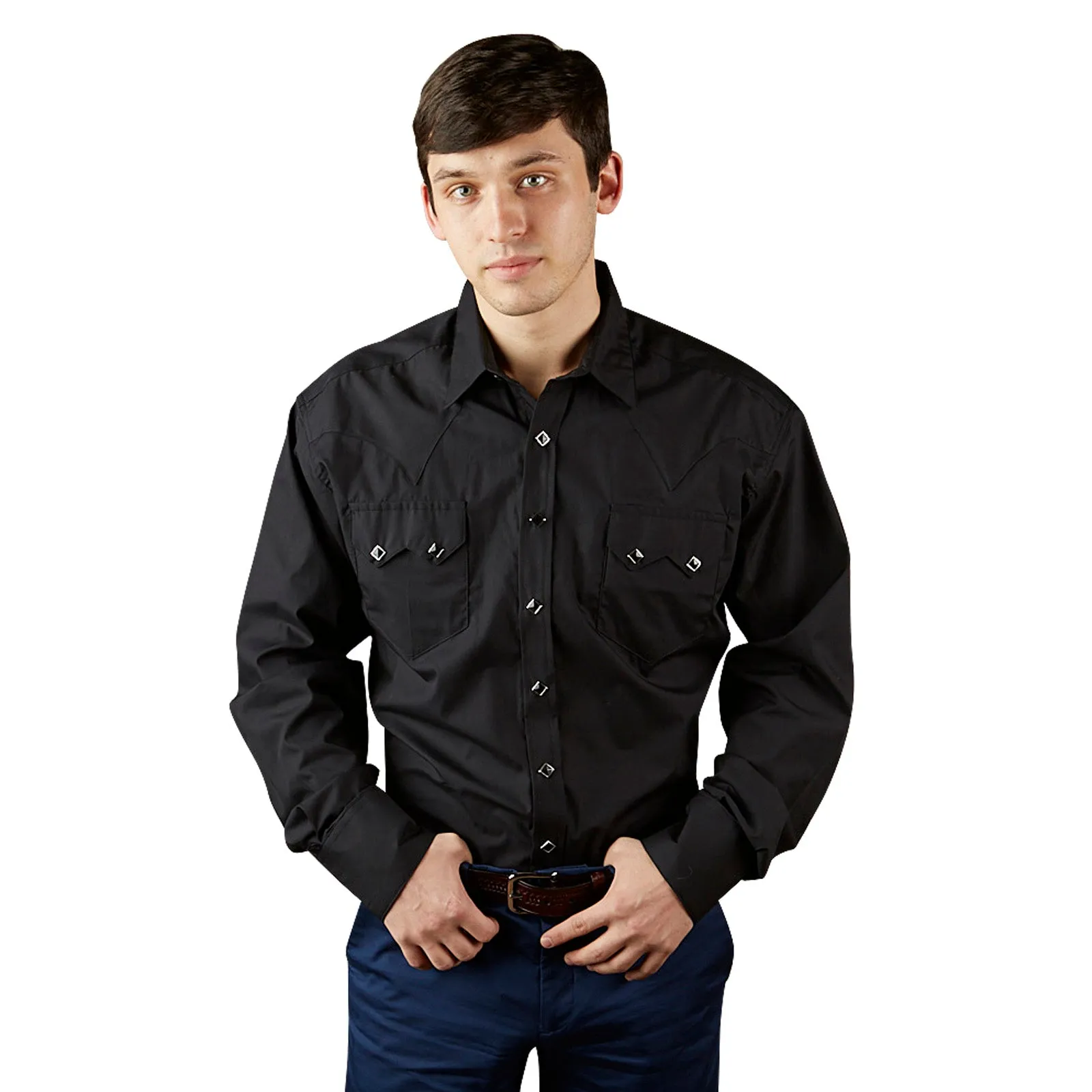 Men's Classic Pima Cotton Solid Black Western Shirt