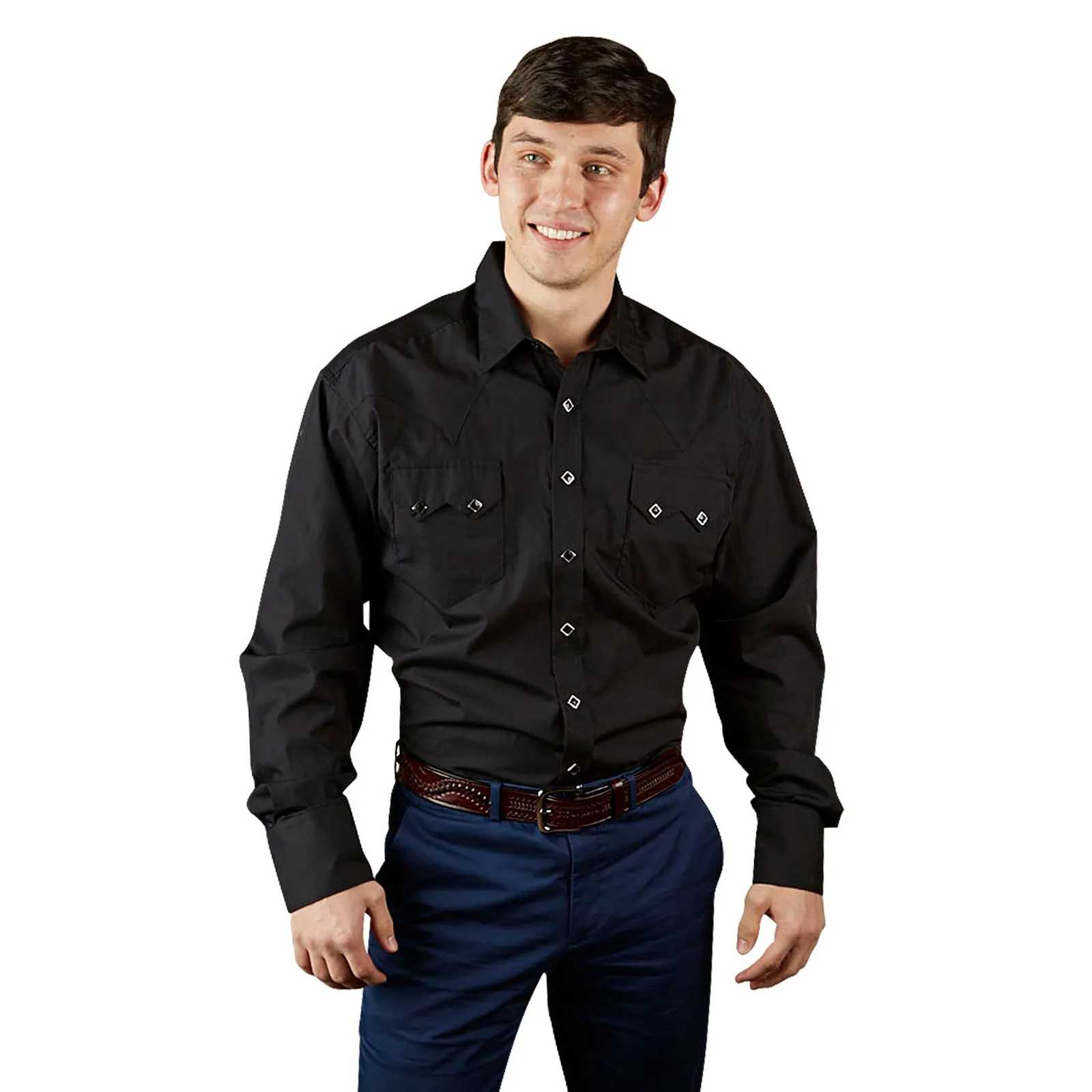 Men's Classic Pima Cotton Solid Black Western Shirt