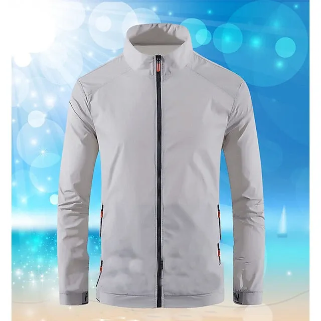 Men's Golf Jacket Thermal Warm Windproof Breathable Golf Apparel Golf Clothes Full Zip Solid Color Winter Autumn / Fall Tennis Golf Pickleball