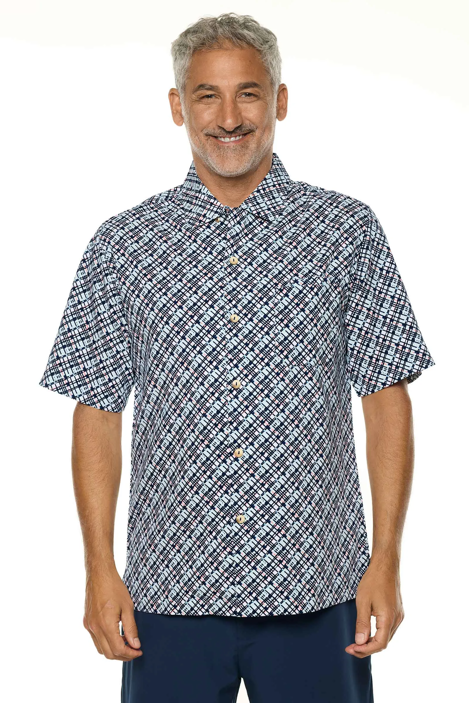 Men's Safari Camp Shirt  |  Navy Gulf Stream Stripe