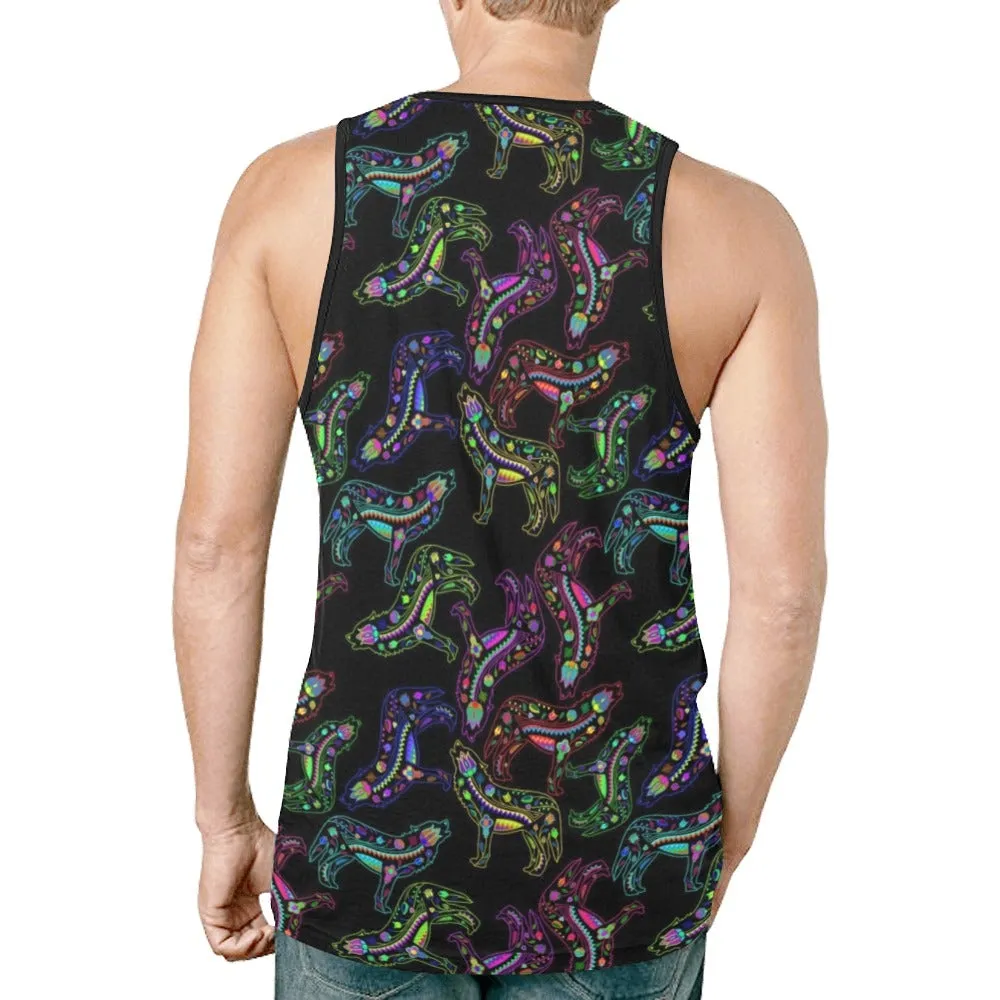 Neon Floral Wolves Tank Top