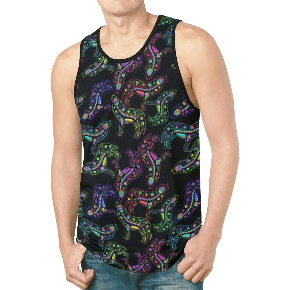 Neon Floral Wolves Tank Top