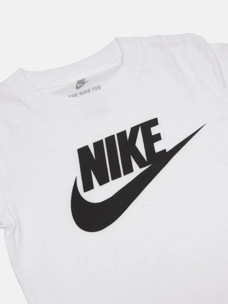 Nike Junior Crew Neck Half Sleeves Logo printed T-Shirt - White