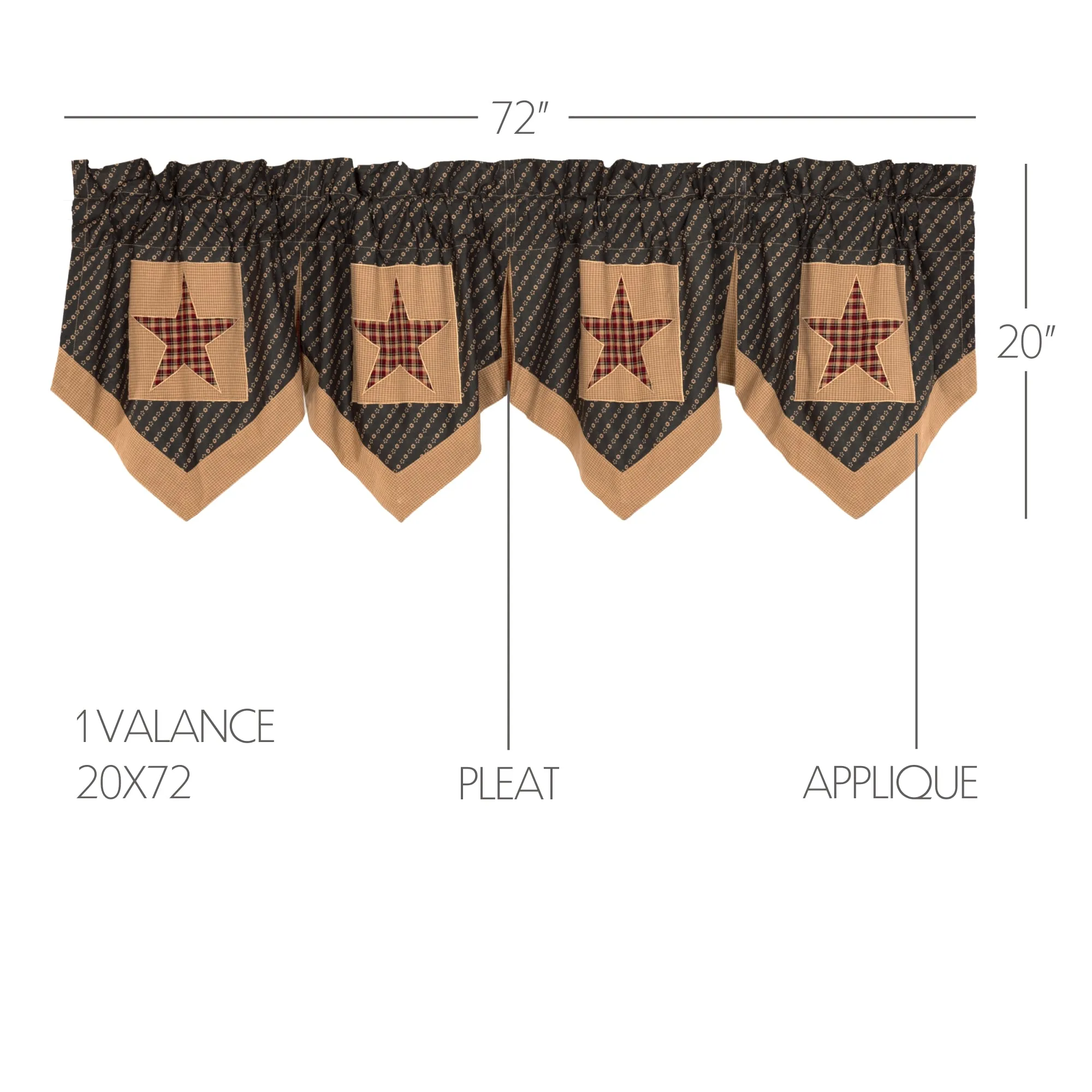 Patriotic Patch Star Block Valance Pleated