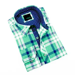 Plaid Linen Shirt - Green