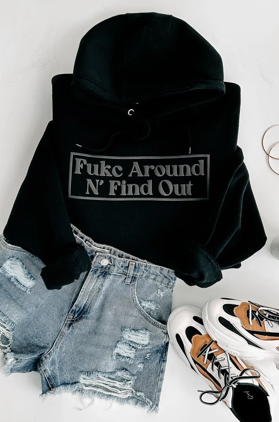 "Fukc Around N' Find Out" Puff Graphic Multiple Shirt Options (Black) - Print On Demand