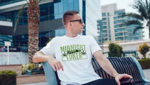 "Midnight Toker" T-Shirt with Joint Graphic - Perfect for Casual Nights