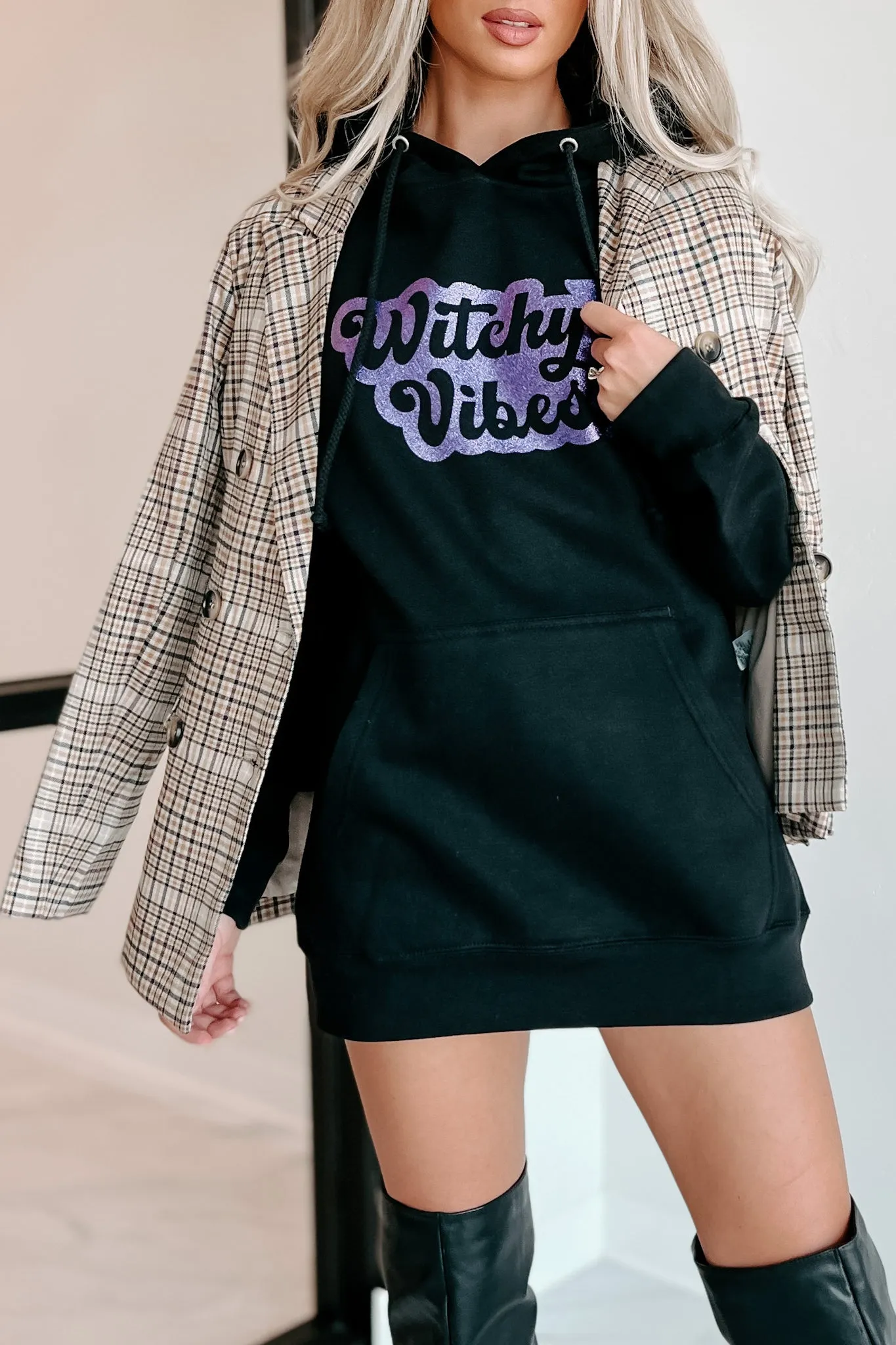 "Witchy Vibes" Glitter Graphic - Multiple Shirt Options (Black) - Print On Demand