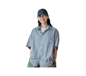 Relaxed Cotton Half Shirt | Navy Check