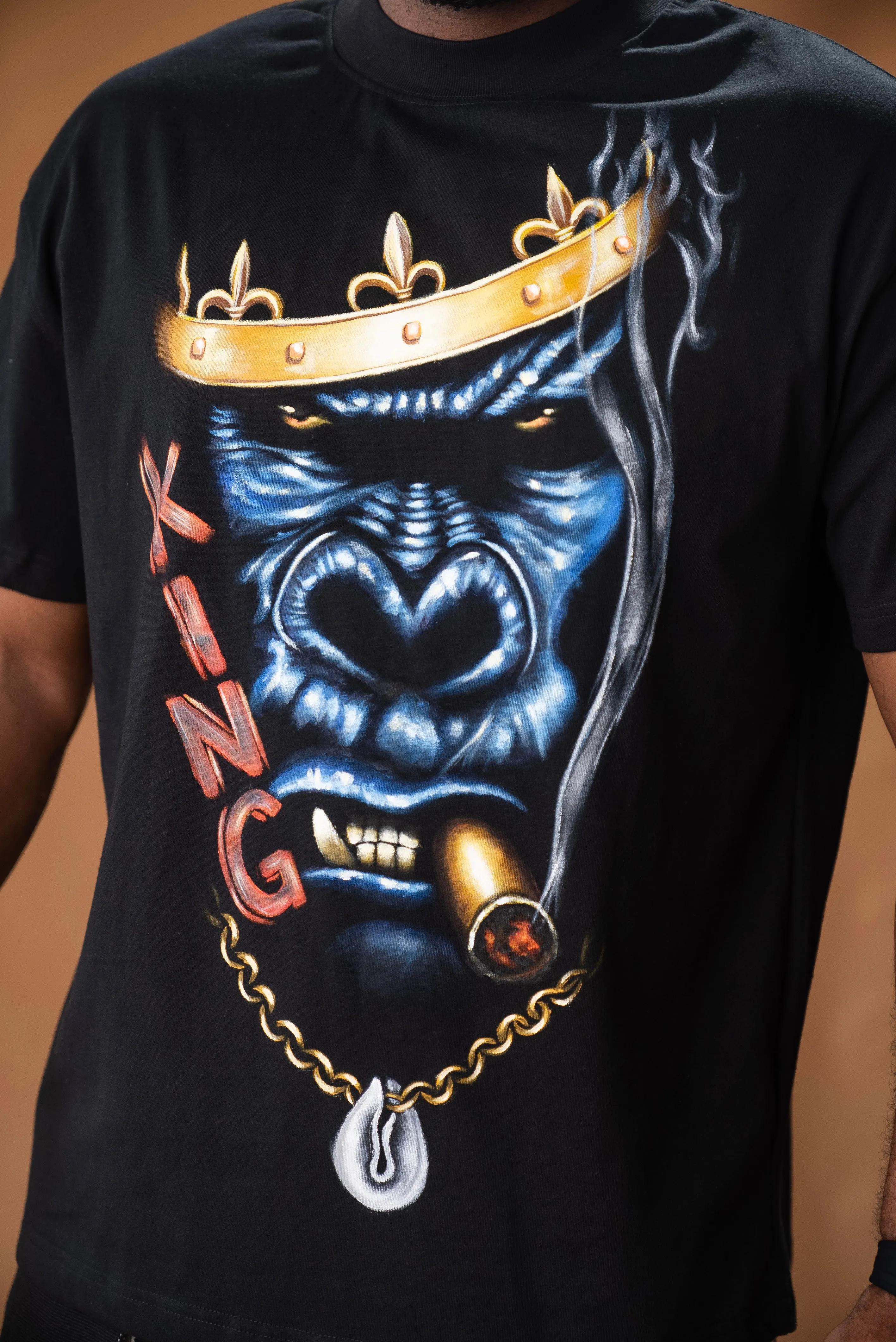 Relaxed fit T-shirt Ft Hand Painted Kong art