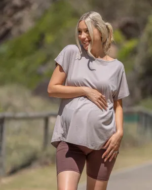 Reversible Maternity T-Shirt in Mushroom Grey