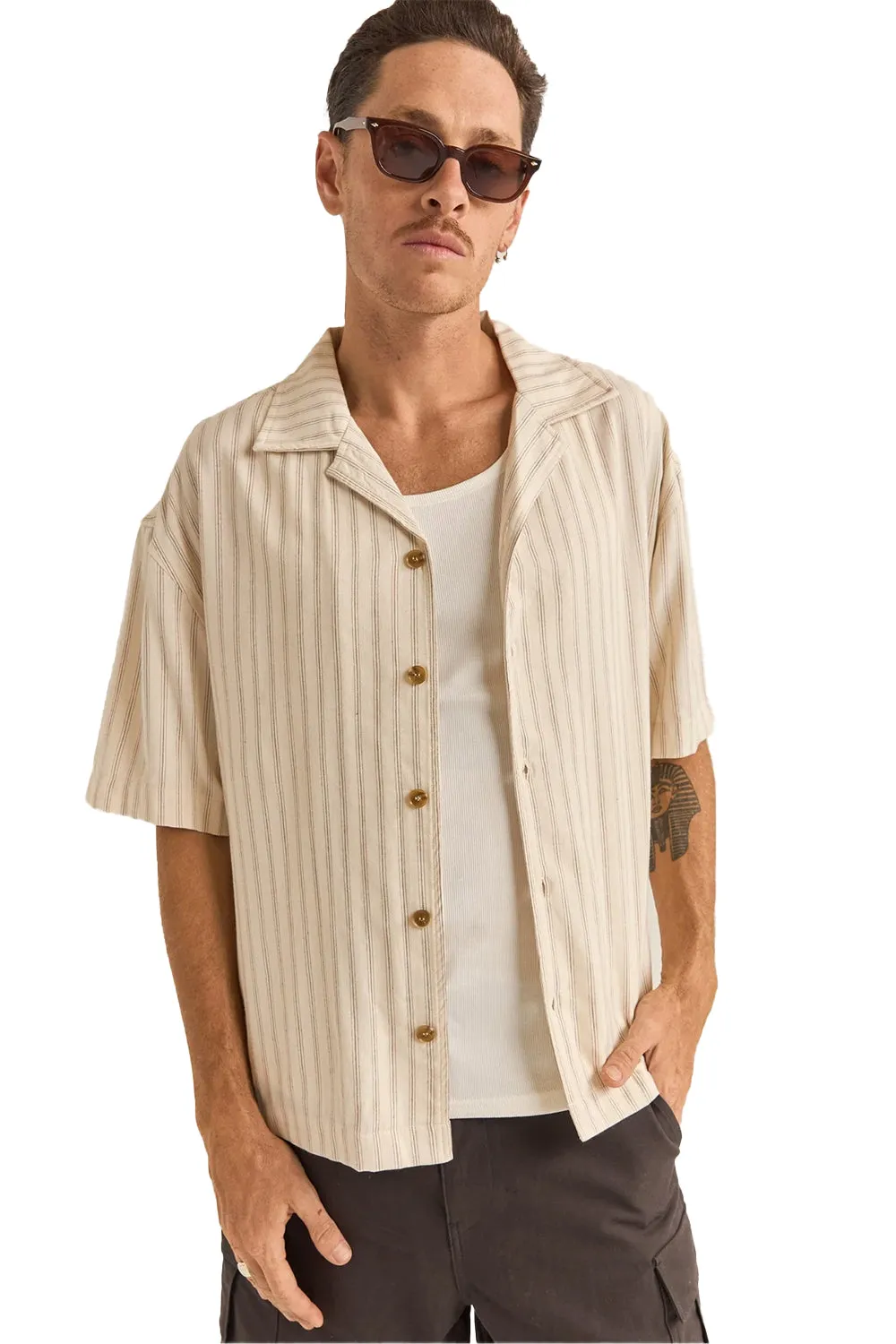 Rhythm Mens Relaxed Stripe Shirt