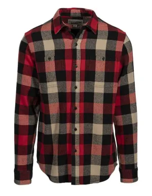 Schott NYC - Plaid Cotton Flannel Shirt in Black/Red