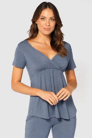 Short Sleeve Cross Front PJ Top - Twilight