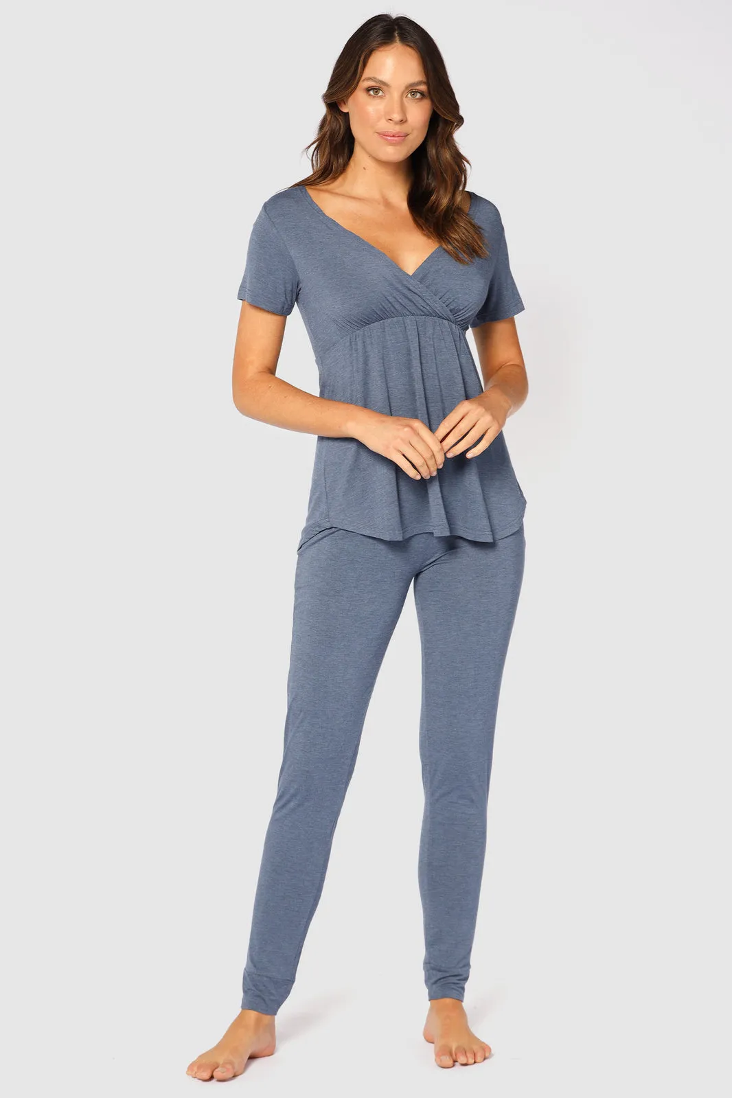 Short Sleeve Cross Front PJ Top - Twilight