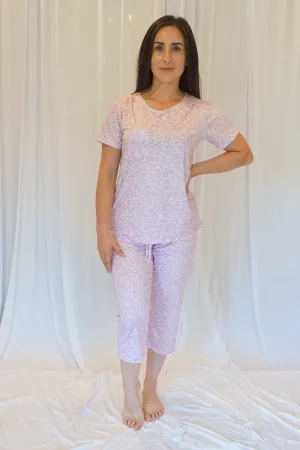 Slinky Cooling Pink Leopard Short Sleeve Pajama Capris Set