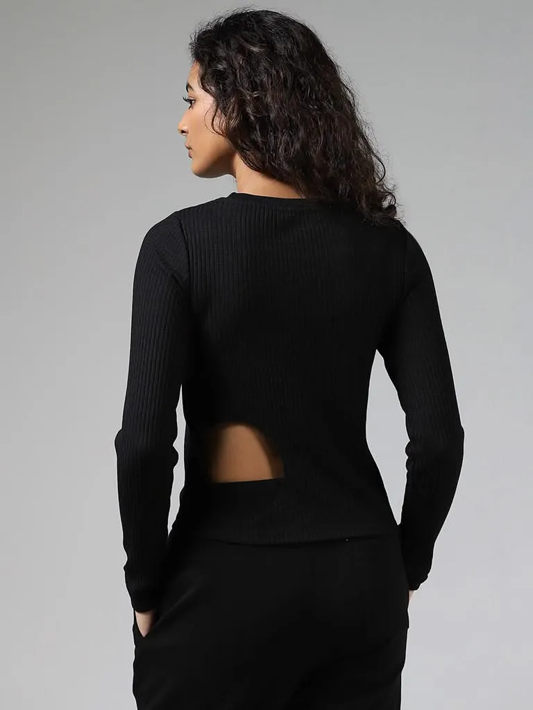 Studiofit Back Cut-Out Black T-Shirt