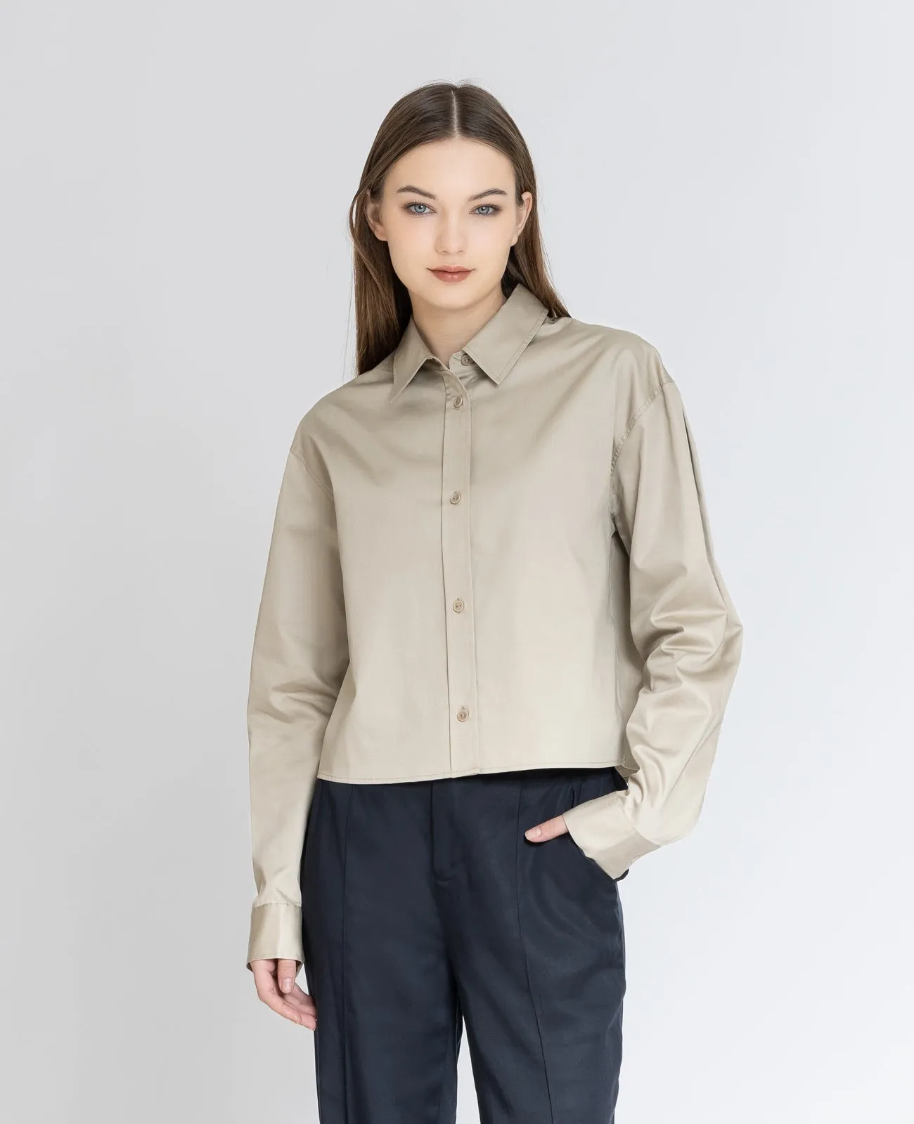 Supima Poplin Cropped Shirt