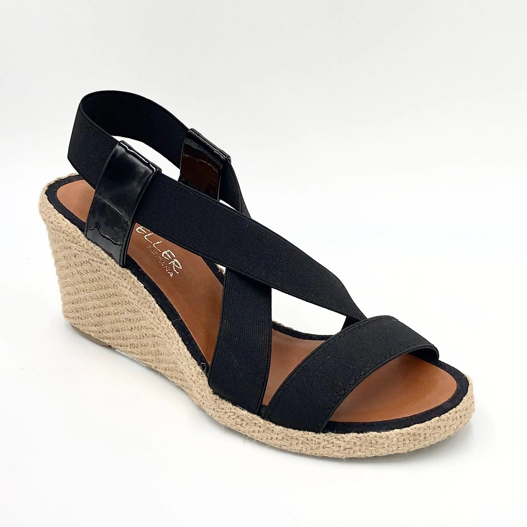 The Elastic Espadrille Sandal in Black