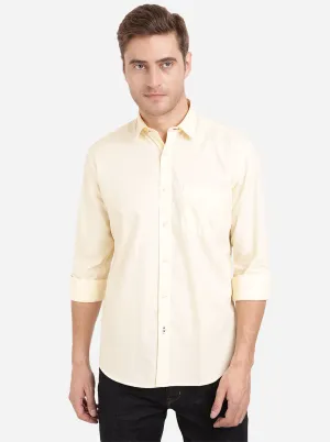 Transparent Yellow Solid Slim Fit Casual Shirt | Greenfibre