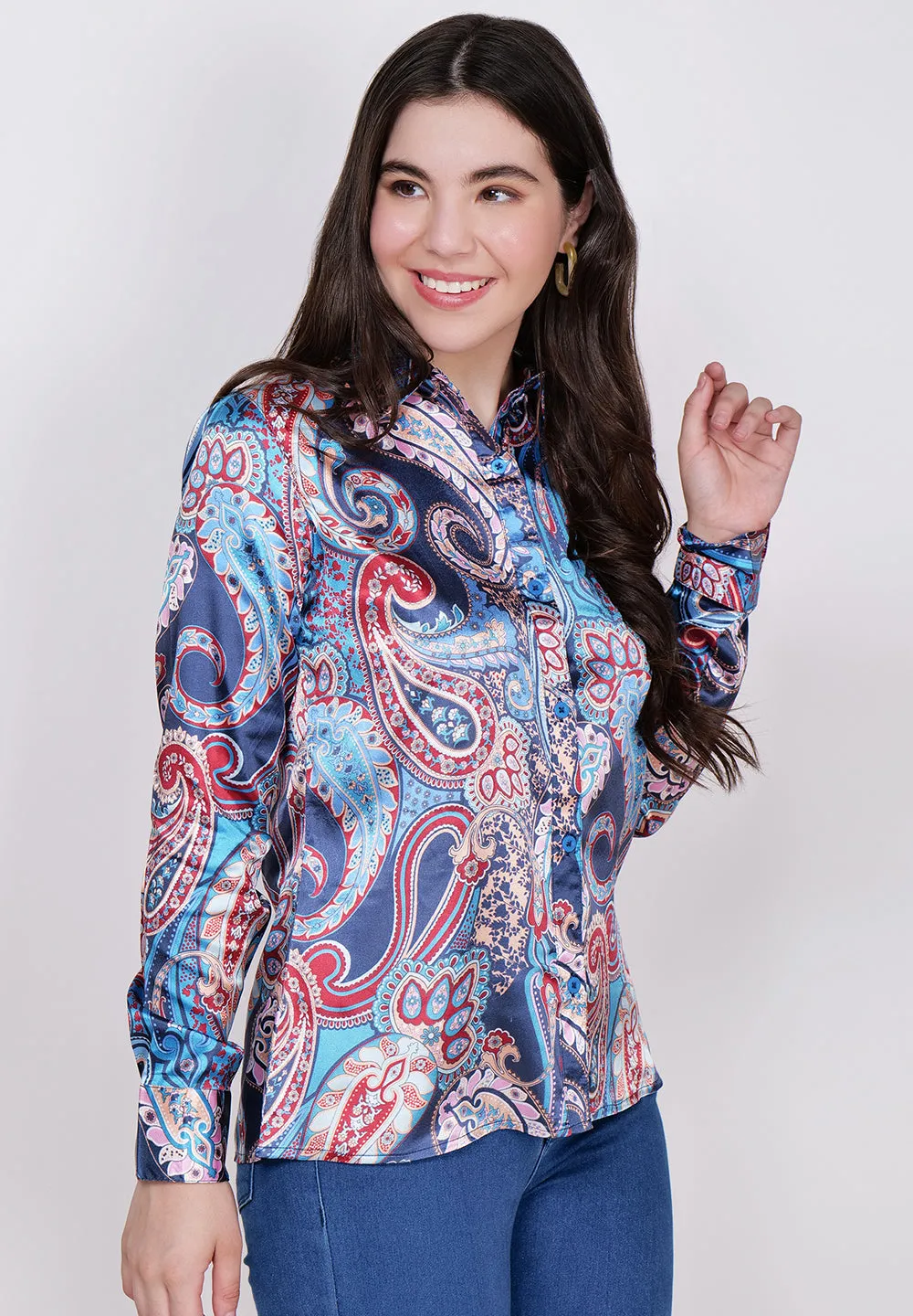 Women Classic Paisley Printed Casual Shirt