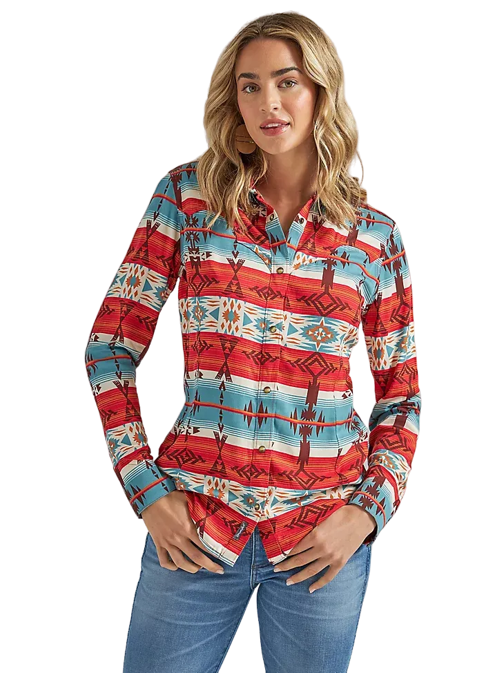 Wrangler Women's Retro Horizontal Geo Snap Shirt